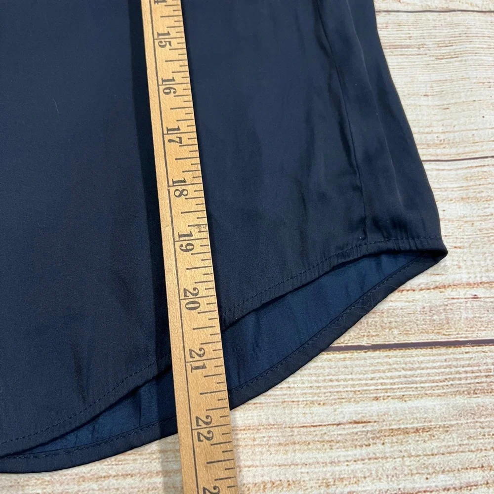 H&M Navy Blue Sleeveless Collared Button Front Drawstring‎ Waist Dress Size 4 - Picture 8 of 12